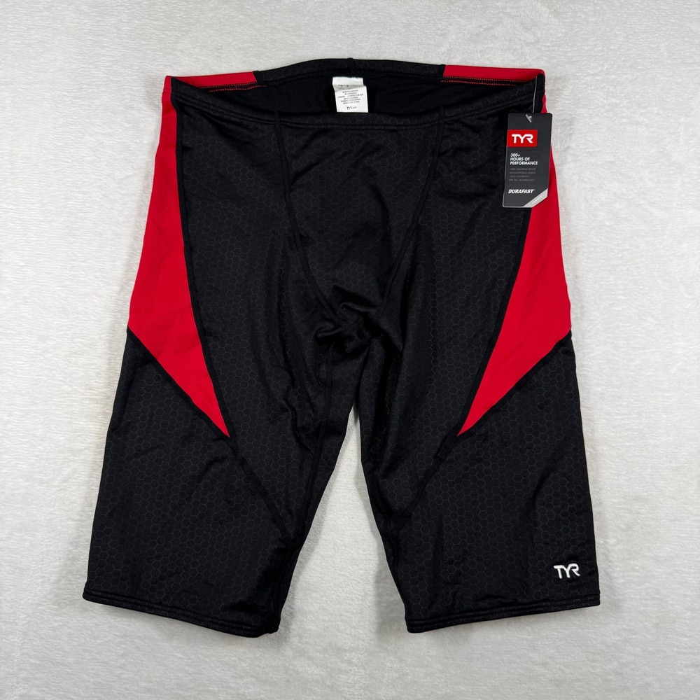 TYR‎ Mens Hexa Cure Splice Jammer Swimsuit Black Red Size 38 SHEXA7AH NEW